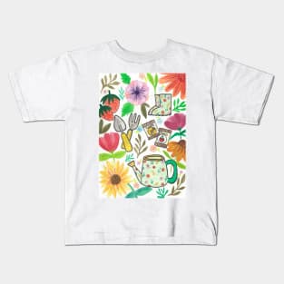 Gardening tools and flowers Kids T-Shirt